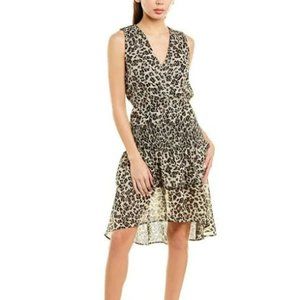 Walter Baker Leandria Leopard Print Asymmetrical Hem Dress Medium